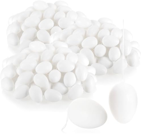 com-four® 180x weiße Deko-Ostereier aus Kunststoff, Plastikeier | Kunststoffeier 6 cm für die Dekoration zu Ostern