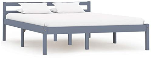 MOBCANT Massivholzbett, Bettgestell Bettsystem Bettstütze Futonbett Geeignet für Hotel Gästezimmer Schlafzimmer Schulen Grau Kiefer 140x200 cm