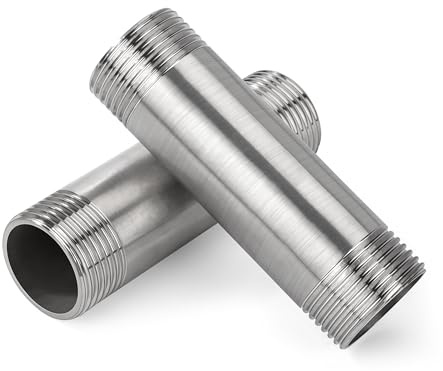 Accesorios de Tubería de Acero Inoxidable, 2 Piezas 100mm 1 pulgada Macho Rosca Tubo de Extensión de Acero Inoxidable, Tubería de Fundición de Pezón para Aire Agua Combustible