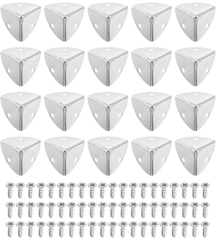 sourcing map Kantenschutz aus Metall, 23 mm, dekorative Eckabdeckung, Möbeleckenschutz, mit Befestigungsschrauben, silberfarben, 20 Stück