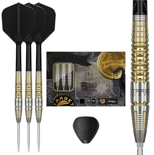 Target Japan Black Marque Warrior Steel Tip Darts with Kflex, 23G/25G | 90% Wolfram Dart-Set, K-Flex Flights und Schäfte Nr. 6, Nano Swiss Points, Spieler Lee Tae Kyung
