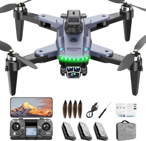 HYTOBP S166 Drone con Telecamera 4K Professionale per Adulti Principianti, Drone GPS con 3 Telecamere, Quadricottero RC con Motore Brushless, Trasmissione WiFi 5G, Ritorno Automatico, Seguimi
