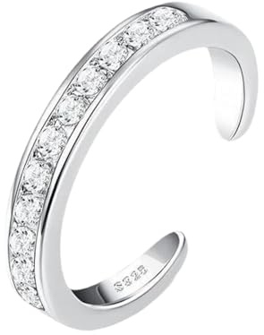 925 Sterling Silver Toe Rings for Women Hypoallergenic–Adjustable Open Toe Ring Set, Minimalist Simple Design Shiny Silver Rings for Beach,Casual Wear,Foot Jewelry Gift