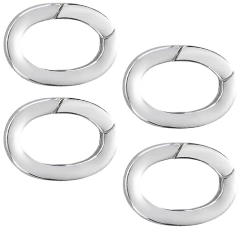 4 Piezas Plata Ovalados Cierres, Anillos Con Cierre De Resorte, Mosquetón Cierre de Anillo de Resorte, Tamaño Mini De 7 * 10 mm, para Collares, Pulseras, Colgantes, La Fabricación De Joyas