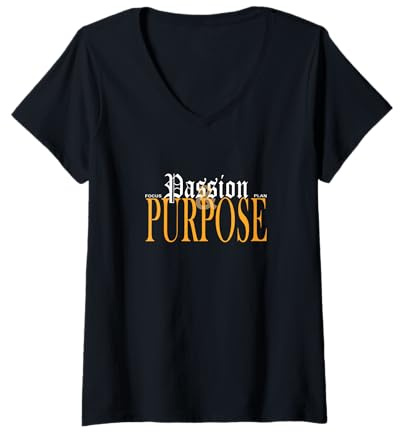 Mujer Gráfico Naranja de Orange Passion/Purpose en Naranja Camiseta Cuello V