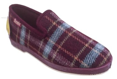 Wamba, zapatillas clásicas de cuadros de estar por casa de mujer. (Burdeos, Estandar, Sistema tallas calzado EU, Adulto, Números, mediano, 40)