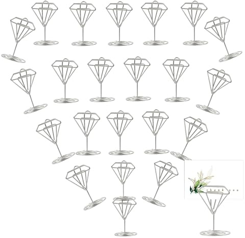 30 Stück Kartenständer, Fotohalter, Fotohalter Mit Klammern, Postkartenhalter, Mit Grußkarten, Rautenform, Dekoration, Geeignet Für Weihnachten, Partys, Festivals, Hochzeiten, Restaurants (Silber)