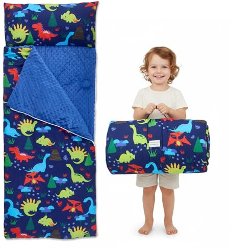 Sac de couchage chaud pour enfant avec coussin amovible - Tapis de couchage pliable pour filles et garçons - Couverture de couchage avec double fermeture éclair pour camping, école, garderie