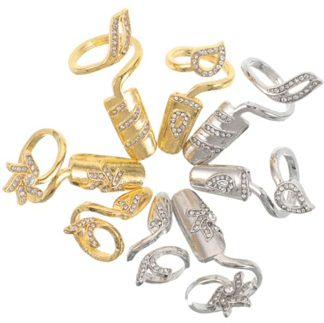 Anneome 8piezas Anillos para Uñas de Aleación Anillos Punta Dedos Accesorios para Decoración de Uñas Joyería para Manicura para Fiestas y Disfraces