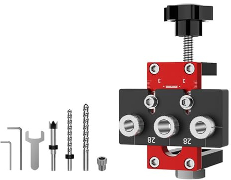 Set di tasselli – Utensili manuali portatili in lega di alluminio multifunzione | Utensili in legno di precisione per foratura e collegamento | Per lavori in legno, mobili, officina, fai da te