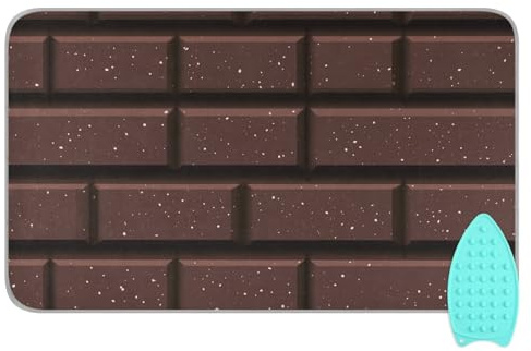 OTVEE Ironing Mat with Silicone Pad Heat Resistant Ironing Blanket 27x47 in Portable Travel Ironing Pad Iron Board Alternative Cover for Washer Dryer Tabletop Marble Countertop, Chocolate Tile Art