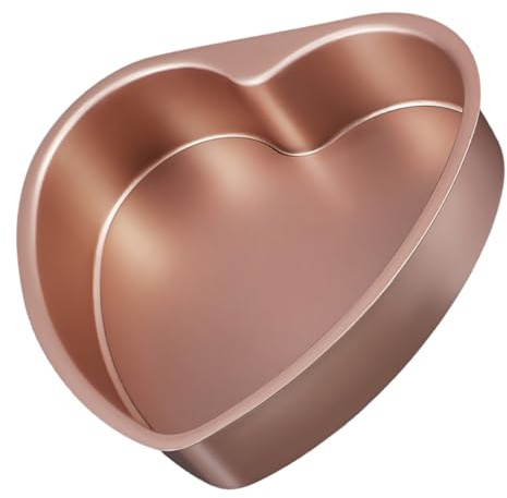 Amosfun Stampo per Torta a Forma di Cuore Fondo Rimovibile in Lega di Alluminio, Teglia da Forno per Uso Domestico 6 Pollici, per Feste e Preparazione Dolci Fai da Te