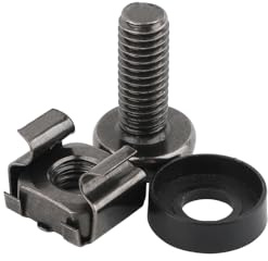 M6×16mm Käfigmuttern Schrauben Set für Netzwerkschränke, Serverschrank, AV Rackschienen, M6 Montagesatz Router, Rack-Montageschrauben und Vierkantmuttern, Schwarz