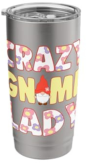 Crazy Gnome Lady with Elf Garden Miniature Stainless Steel Insulated Tumbler