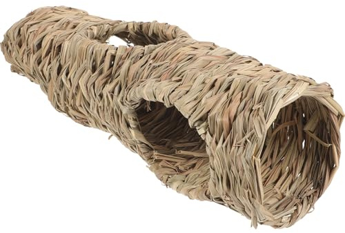 IMIKEYA Túnel de Paja Beige para Ejercicio y Escondite para Hámster y Mascotas Pequeñas Juguete 5 Agujeros en Jaulas de Mascotas