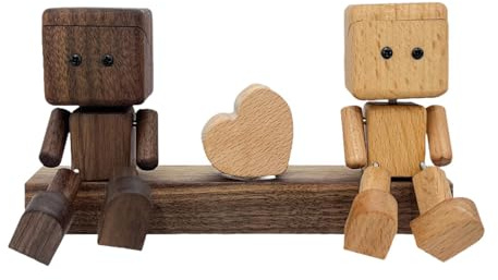 BLWOTMOR Par de Muñecos de Madera con Pies Tambaleantes, Decoración de Escritorio de Madera, Figura Tambaleante para Estante O Camión, con Fragancia