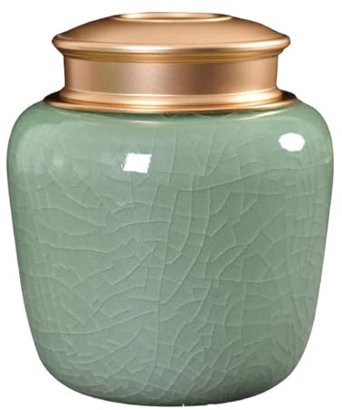LYGSWDB Sockerburk Celadon Tea Caddy, dubbellegering förseglat lock, förvaring, Home Travel Te Canister(A)