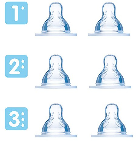 MAM Juego de 6 tetinas de seda para bebés a partir de 0 // Tamaño 2 // Grande 3 // 0 meses // Set de 6 unidades // ...