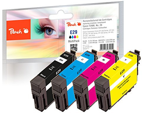 Peach E29 Spar Pack Druckerpatronen (BK, C, M, Y) ersetzt Epson T2986, No. 29, C13T29864010 für z.B. Epson Expression Home XP -235, Epson Expression Home XP -330, Epson Expression Home XP -332