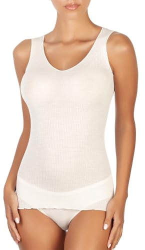EGI Canotta Donna Spalla Larga Lana Seta Microcostina Elegante Intimo Morbido Made in Italy, Art. 1492 (IT, Testo, S, M, Regular, Regular, Bianco)