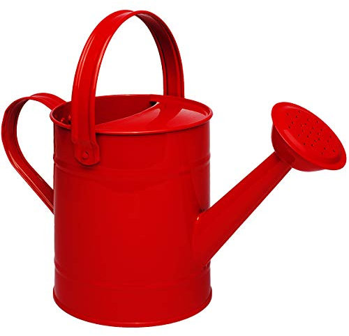 alles-meine.de GmbH kleine Gießkanne - Metall - rot - 1,5 Liter - für Kinder & Erwachsene - 23 cm - Blech Kindergießkanne - Henkel beweglich - Giesskanne Gärtner/Garten Mädchen..
