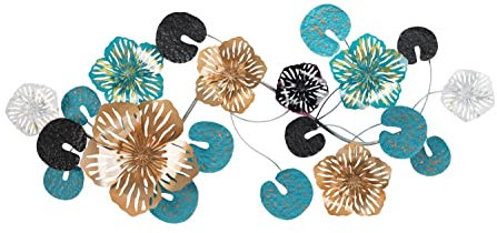 KunstLoft Wanddeko Metall | 100% HANDGEFERTIGT | 157x70x8cm | Wandbild Metall 'Frostiges Feld' | Bäume | Blau Gold | Wandskulptur | Metalldeko Wand Wohnzimmer