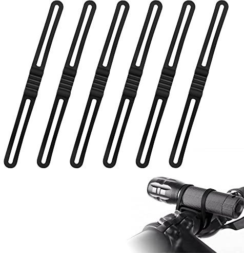 KLYNGTSK 6 Stück Fahrrad Silikonband Taschenlampe Gummiband Halterung Fahrrad Silikon Feste Riemen 20cm Radfahren Fahrradgurte Fahrrad Handy Befestigungsband Silikon Lenker Halter für Taschenlampe