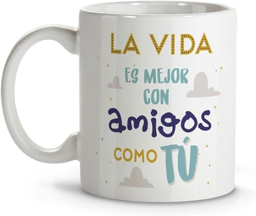 Taza Mejor Amigo. Tazas Amistad. Tazas Desayuno Originales. Taza Cerámica 330 ml. Regalos con Frases. Tazas personalizadas.