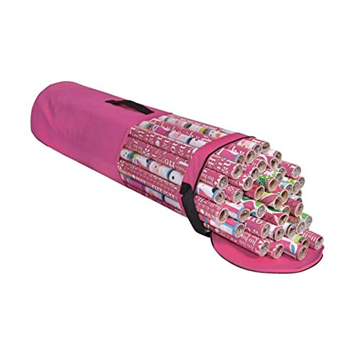 Alliwa Geschenkpapier Organizer Aufbewahrung & Zubeh鰎 Tasche Mit Griffe Geschenkpapier Aufbewahrung Geschenkpapiertasche Aufbewahrung f黵 Geschenkpapierrollen Weihnachtspapier (Pink)