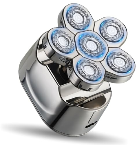 Rasoio elettrico per capelli 6 in 1 impermeabile IPX6 con ricarica USB e macinazione automatica, design ergonomico, 6 testine di taglio galleggianti per la cura degli uomini