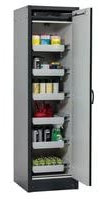 Denios 218402 Asecos Basis-Line Typ 30-66R Feuerbeständiger Gefahrstoffschrank, 6 Auszugswannen, Türanschlag Rechts, Anthrazit/Rot, 620mm Länge, 564mm Breite, 1947mm Höhe