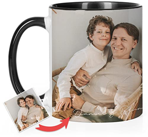 Wanapix | Tazza Personalizzata Con Foto e Testo | 325 ml | Tazza Personalizzata Ceramica | Mug | Regalo Originale | NERO