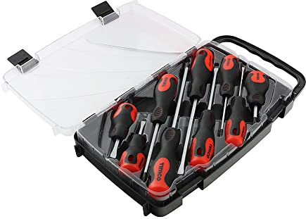 TIMCO Juego de destornilladores – Tamaños surtidos – 9 destornilladores – Asas ergonómicas para un agarre extra suave – Puntas magnéticas para ayudar con una fácil instalación