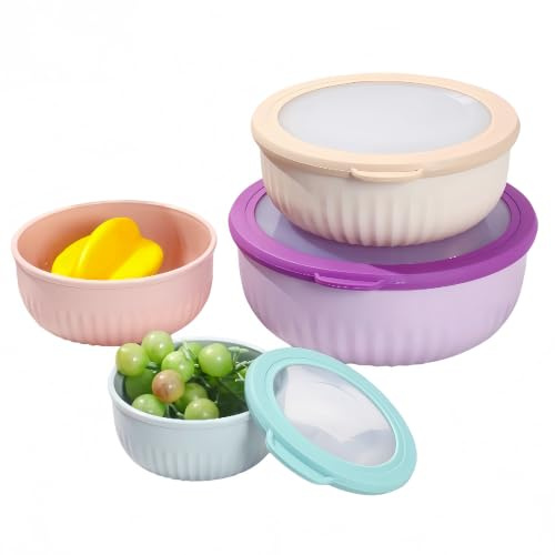 Frischhaltedosen Vorratsdosen Set mit Deckel Kunststoff Stapelbar Lunchbox | 4er mit Silikondichtung Platzsparend Auslaufsicher Auslaufsicher, Luftdicht Mikrowellengeeignet Kühlschrank Spülmaschinenfest