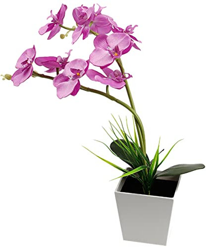 Uonlytech LED Orchideenlampe Bonsai Licht Blumenlicht Drinnen 9 LED Perlen Künstliche Schmetterlingsorchidee Dekoratives Licht Tischdeko für Wohnzimmer Balkon Garten Kunststoff Topfpflanze