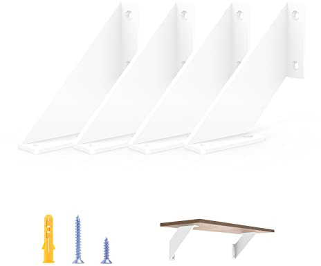 SPOROOT Regalhalterung weiß, Regalwinkel 10cm,90°Dreieck Unterstützung Eisen Regalwinkel für Winkel Regal (4 Stück)