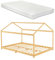 [en.casa] Kinderbett Vindafjord 140 x 200 cm mit Matratze Bettenhaus Spielbett Juniorbett Bettgestell mit Lattenrost aus Bambus in Haus-Optik