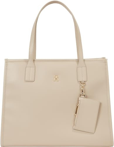 Tommy Hilfiger Damen Tote Bag Tasche City Tote Mittelgroß, Beige (White Clay), Onesize