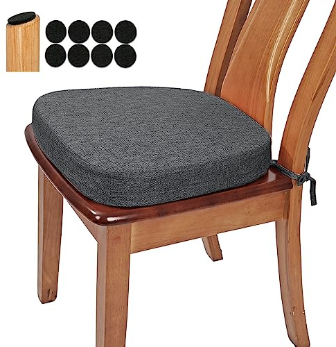 BUYUE Coussin de chaise de cuisine en tissu tissé renforcé de 2,5 pouces, coussin de chaise confortable en mousse haute densité en forme de U pour la cuisine, coussin de siège résistant au glissement