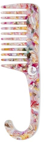 Curldo Wide Tooth Detangling Comb for Curly Hair - Large Acetate Shower Comb with Hook, Gentle Detangler for Conditioner & Wash Day Styling