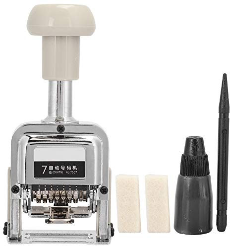 PerGar Automatische Nummerierungsmaschine Metall-Nummernstempel-Set 7-Ziffern-Siegel Automatische Transpositions-Nummerierungsmaschine für Bürogeräte Schulbedarf Home-School-Desktop PerGarxvmtgu9seb