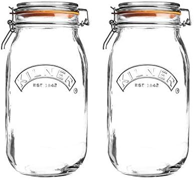Kilner 3 Litre Glass Round Clip Top Jar (Pack of 2)