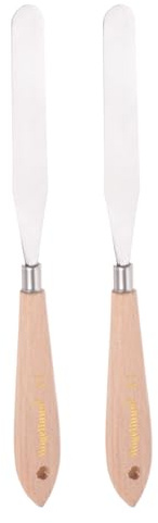 QUARKZMAN 2 Unidades de Espátulas de Paleta para Pintura No.17 de Acero Inoxidable con Mango de Madera de Haya para Mezclar y Extender Pintura al Óleo y Acrílica en Lienzo