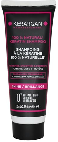 KERARGAN - Keratin Shampoo ohne Sulfate für geschädigtes Haar - 75ml | Sanfte Haarwäsche mit Keratin für geschädigtes oder strapaziertes Haar, stärkt und glättet, silikonfrei
