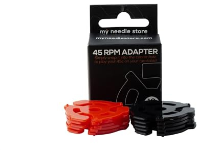 My Needle Store [SA-10] Adaptador de grabación 45, paquete de 10 (5 rojos, 5 negros) para discos de 45 RPM, compatible con tocadiscos y tocadiscos; perfecto para vinilo de siete pulgadas
