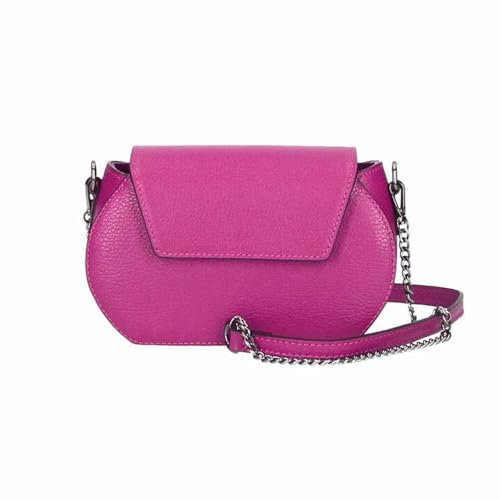 ITALYSHOP24-COM OBC Made in Italy Damen Leder Tasche Kroko Prägung oder Glattleder Umhängetasche Clutch Wildleder Handtasche Ledertasche Schultertasche Pink