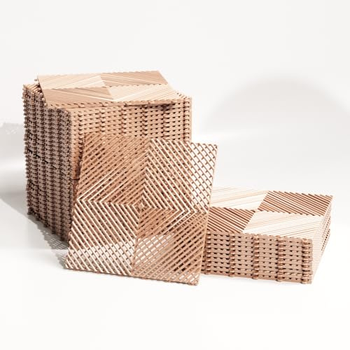 MISTER TILE Lot de 25 Dalles Garage PVC Clipsable 40x40x1,8 cm Camel (4 m²) Dalle Ajourée Résistante Antidérapante et Drainante Revêtements de Sol Extérieur Intérieur pour Terrasse Spa Jardin