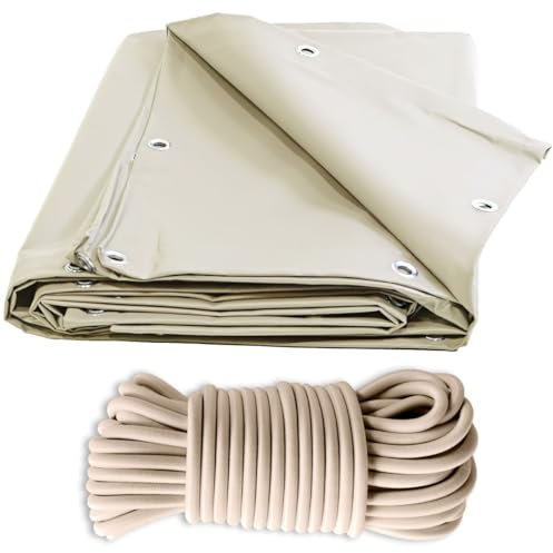 TECPLAST Pack Toile Pergola Ivoire 3x4 m + Sandow Ivoire 20m - Bâche Pergola XP680M2PR Garantie 15 Ans - Protection Solaire