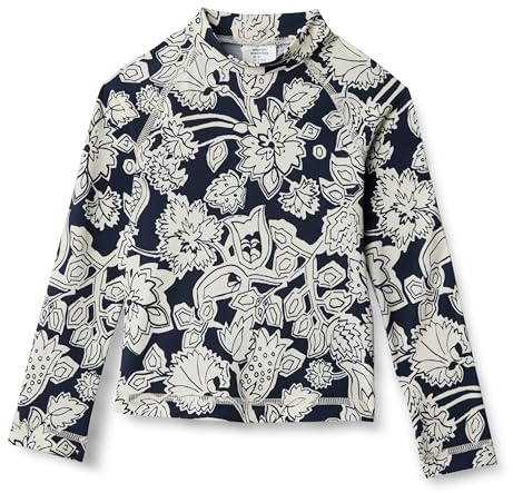 Amazon Essentials Camiseta de Manga Larga UPF 50 Tipo Rashguard Niños, Azul Marino Folk Floral, 8 años