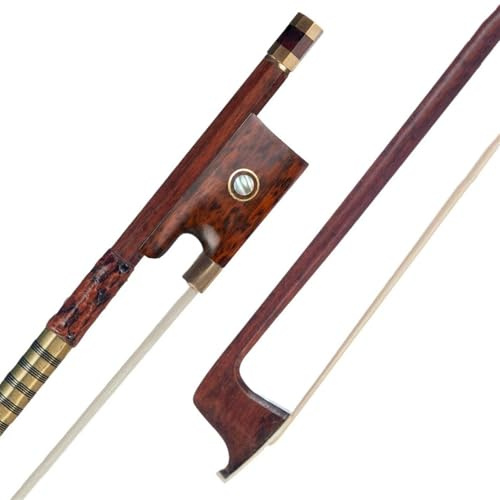 Geigenbogen-Instrumentenzubehör 4/4 Pernambuco Violinbogen Runder Stockbogen Mit Schlangenholzfrosch Pariser Auge Inlay Weißes Mogolien-Pferdehaar